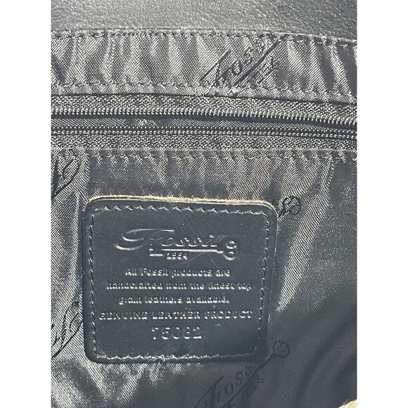 Fossil Black Pebbled Leather Messenger Crossbody Shoulder Womens‎ Bag 75082 Key - Picture 11 of 12